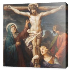 WIEDEŃ, AUSTIRA - 22 października 2020 r.: Obraz Ukrzyżowania w kościele św. Jana Ewangelisty autorstwa Karla Geigera (1876).
