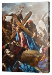 ROME, ITALY - AUGUST 29, 2021: The painting Ascent of Christ to the mount of calvary in the chruch Basilica di San Giovanni Battista dei Fiorentini by Gioivanni Lancranco (1621-1624).