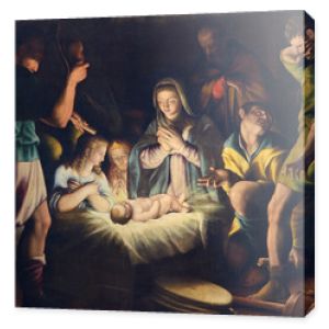 Brescia, Włochy - 21 maja 2016: Obraz Narodzenia Pańskiego w kościele Chiesa del Santissimo Corpo di Cristo przez Pier Maria Bagnadore (1550-1627).