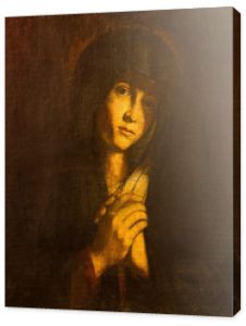 Avila, Hiszpania, kwiecień - 18, 2016: Lady of Sorrow malarstwo Catedral de Cristo Salvador (Sala de la Pasion) przez nieznanych artystów z 17. centów.