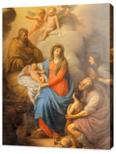 Katania, Włochy - 7 kwietnia 2018: Obraz Narodzenia Pańskiego w kościele Chiesa di San Placido autorstwa Stefano Tofanelli (1750-1812).