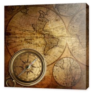 stary kompas na mapie vintage 1746