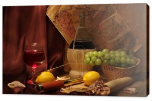 wino, owoce i starych map