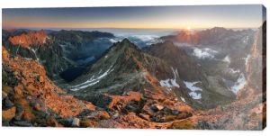 Krajobraz górski w Tatrach, szczyt Rysy, Słowacja i Polska