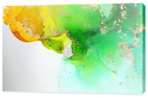 fotografia sztuki abstrakcyjnej sztuki płynu malarstwo z tuszem alkoholowym, niebieski, zielony i złoty kolor