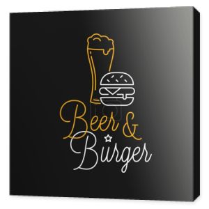 Piwo i logo burgerowe. Litery ze szkła piwnego