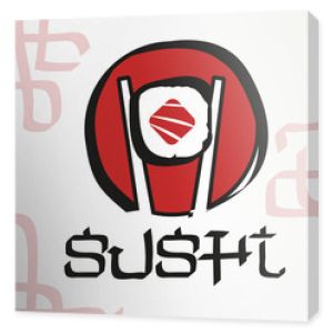 Projektowanie logo wektor. Sushi, ryby, japońska, restauracja.