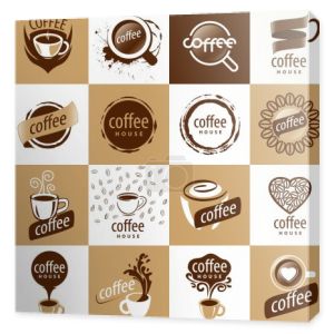 duży zestaw wektor logo kawy