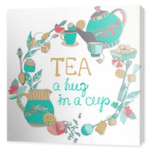 Ilustracja na herbatę z kwiatami
