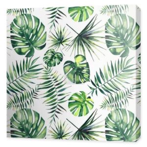 Piękny zielony tropikalne ładny piękny Znakomity Hawaje kwiatowy lato ziołowe wzór ilustracji dłoń akwarela palms