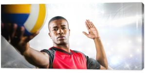 Złożony obraz sportowca grającego w siatkówkę
