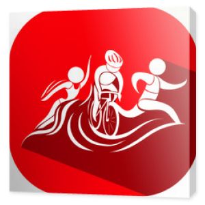 Ikona sportu dla triathlonu na czerwonym tle
