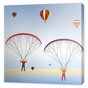 Paralotniarstwo i balony na niebie.