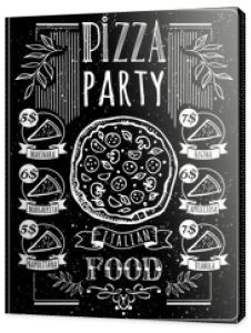 Ilustracja wektorowa z menu pizzy.