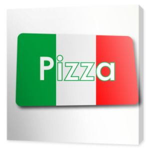 Pizza płaska ikona w prostokącie z flagą Włoch i cieniem