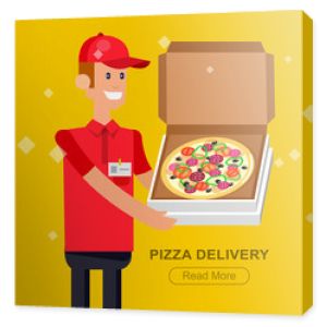 kreskówka dostarczający pizzę facet