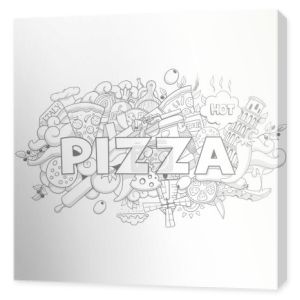 Pizza ręcznie rysowane tytuł projektu ilustracji wektorowych