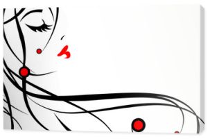 szkic pięknej kobiety w czarno-białym designie z czerwonymi ustami