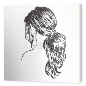 Kobieta ze stylową klasyczną bułeczką z doskonałym kształcie brwi i pełnym. Ilustracja biznesowej fryzury z naturalnych długich włosów. Ręcznie rysowany pomysł na kartkę okolicznościową, plakat, ulotki, stronę internetową, druk do t-shiru