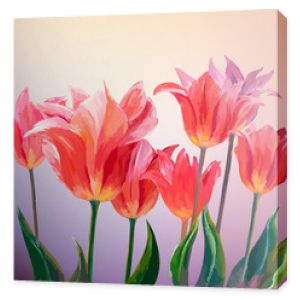 Tulipany. Wiosenne kwiaty karta szablon zaproszenia