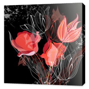 Ilustracja graficzna z różnymi tulipanami