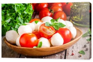 mozzarella, organiczny pomidory, świeża bazylia i oliwy z oliwek