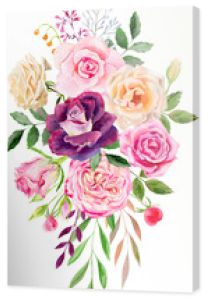 ręcznie malowany akwarela makieta clipart szablon róż