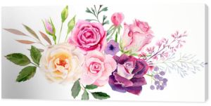 ręcznie malowany akwarela makieta clipart szablon róż