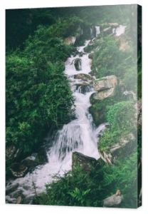 niesamowite wodospad z skał i zielonych roślin w indyjskich Himalajach