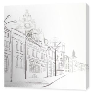 Seria szkiców ulic starego miasta