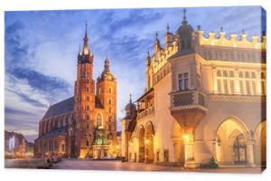 Sukiennice i Kościół Mariacki na Rynku Głównym w Krakowie, Polska