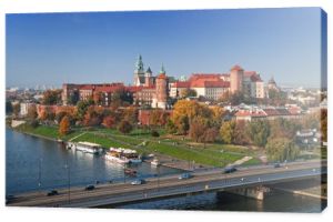 panoramę Krakowa z Wawelu w jesieni