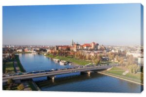 Polski: panorama Krakowa z Wawelu w jesieni