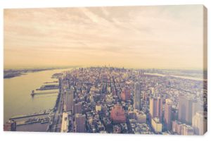 Panorama Manhattanu, widok na centrum miasta. styl vintage