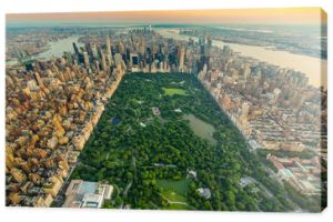 Widok z lotu ptaka na Central Park w Nowym Jorku latem