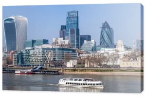 Dzielnicy finansowej. Panoramę Londynu od mostu Tower bridge, Londyn, Wielka Brytania
