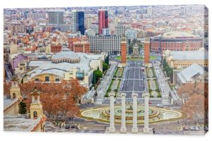 Panoramiczny widok na miasto Barcelona, Hiszpania. Tablica z Hiszpanii