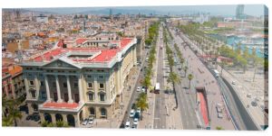 Panorama miasta Barcelona, ulice miasta, widok z lotu ptaka
