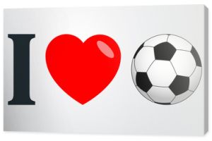 Płaska ikona kocham kolor piłki nożnej na gradientowym tle