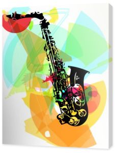 ilustracja kolorowy saksofon