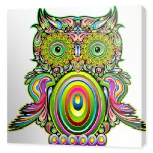 Sowa psychodeliczny pop art design-dekoracyjna psychodeliczna sowa
