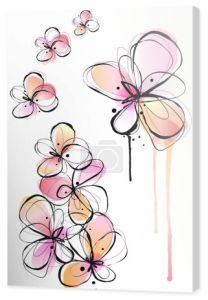 abstract watercolor flowers, vector