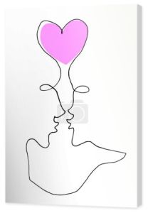 Abstract kiss, love. We are connected. Line art, doodle, vector. For ad poster or card print, t-shirt, wedding, Valentines Day, february 14.