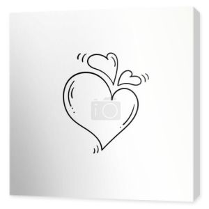 Three black and white hearts in doodle style.