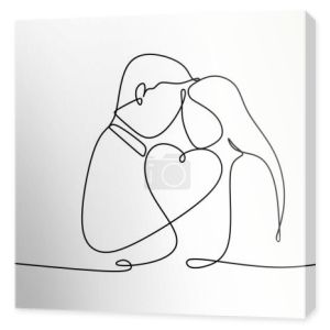 Couple in love with continuous one line drawing vector illustration