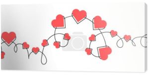 Line with hearts for Valentine's Day, Mother's Day or weddings. Vector illustration.