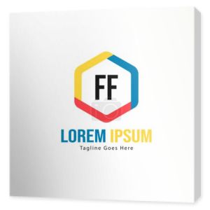 Początkowy szablon logo FF z nowoczesną ramką. Minimalistyczny FF litera logo wektor