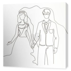 Wedding - one line design style illustration