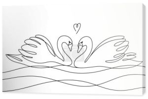 A pair of swans in love floats on the water. Birds. symbolizing fidelity and love. Vector illustration. Images produced without the use of any form of AI software at any stage. 