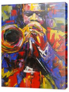 Kolorowa ilustracja trębacza jazzowego